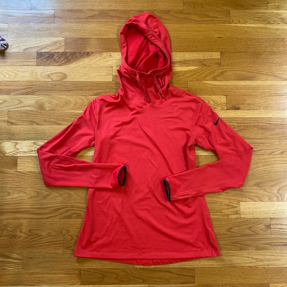 Nike Pro Hooded Red Pullover - Large